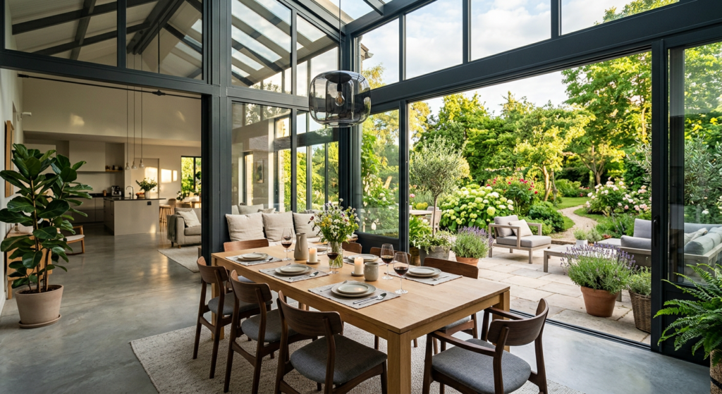 Salle à manger - Véranda ouverte vers le jardin