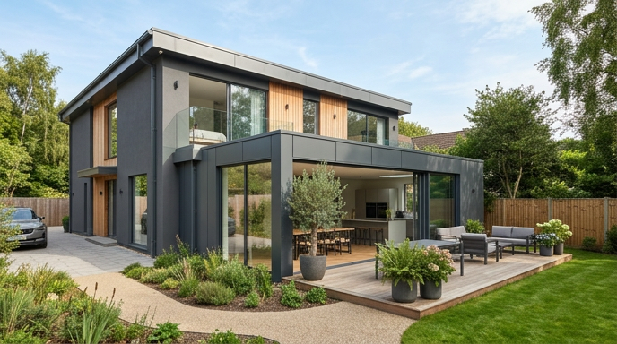 extension de maison contemporaine à une maison moderne