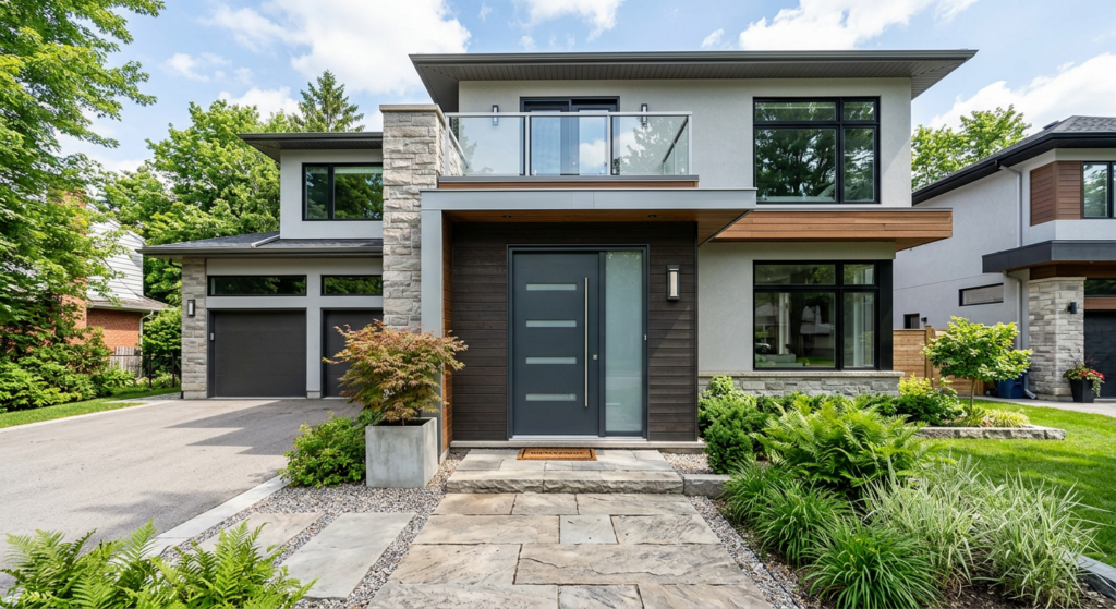 porte d'entrée devant une maison contemporaine