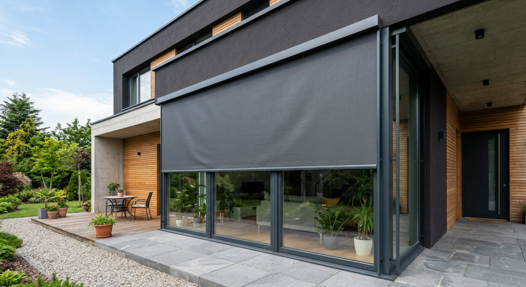 Store extérieur devant une maison