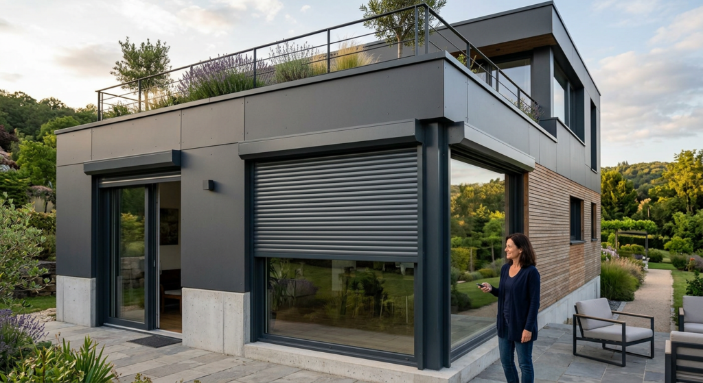 volets roulants devant une maison moderne